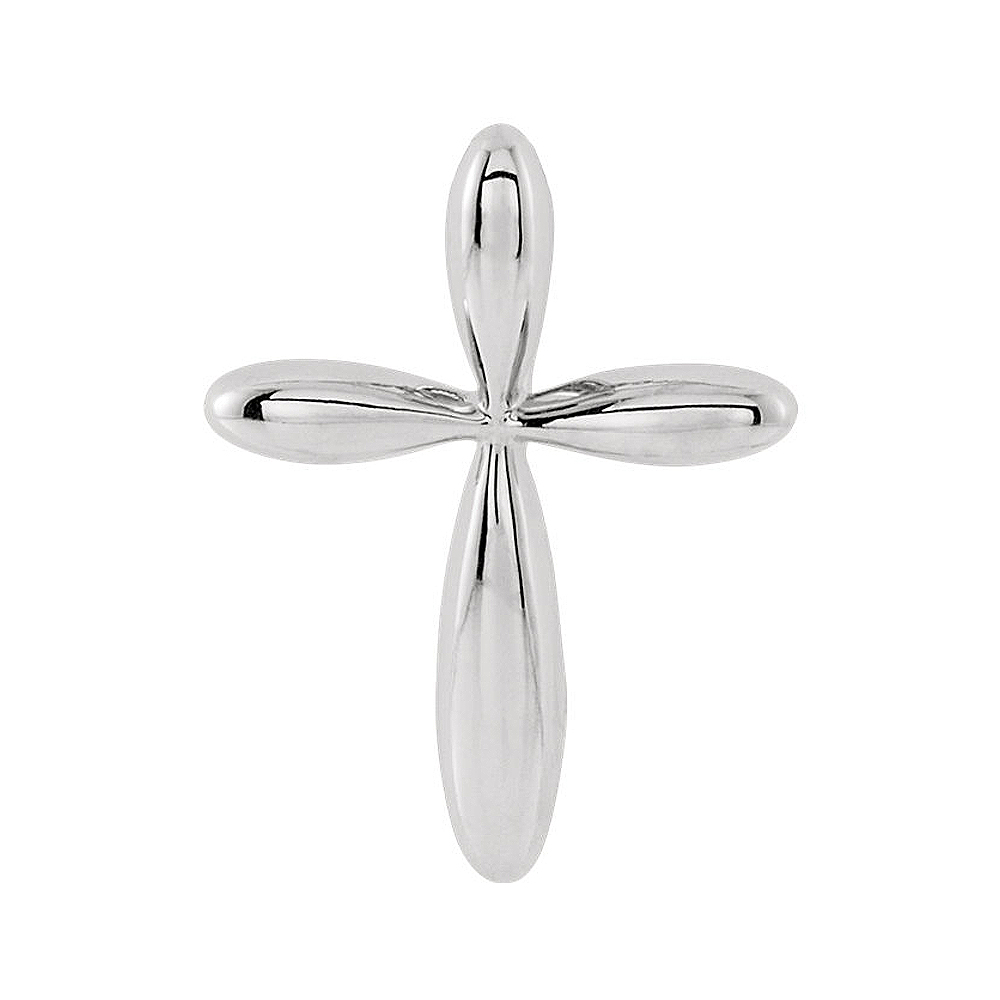 Platinum Rounded Cross Slide Pendant, 11 x 15mm