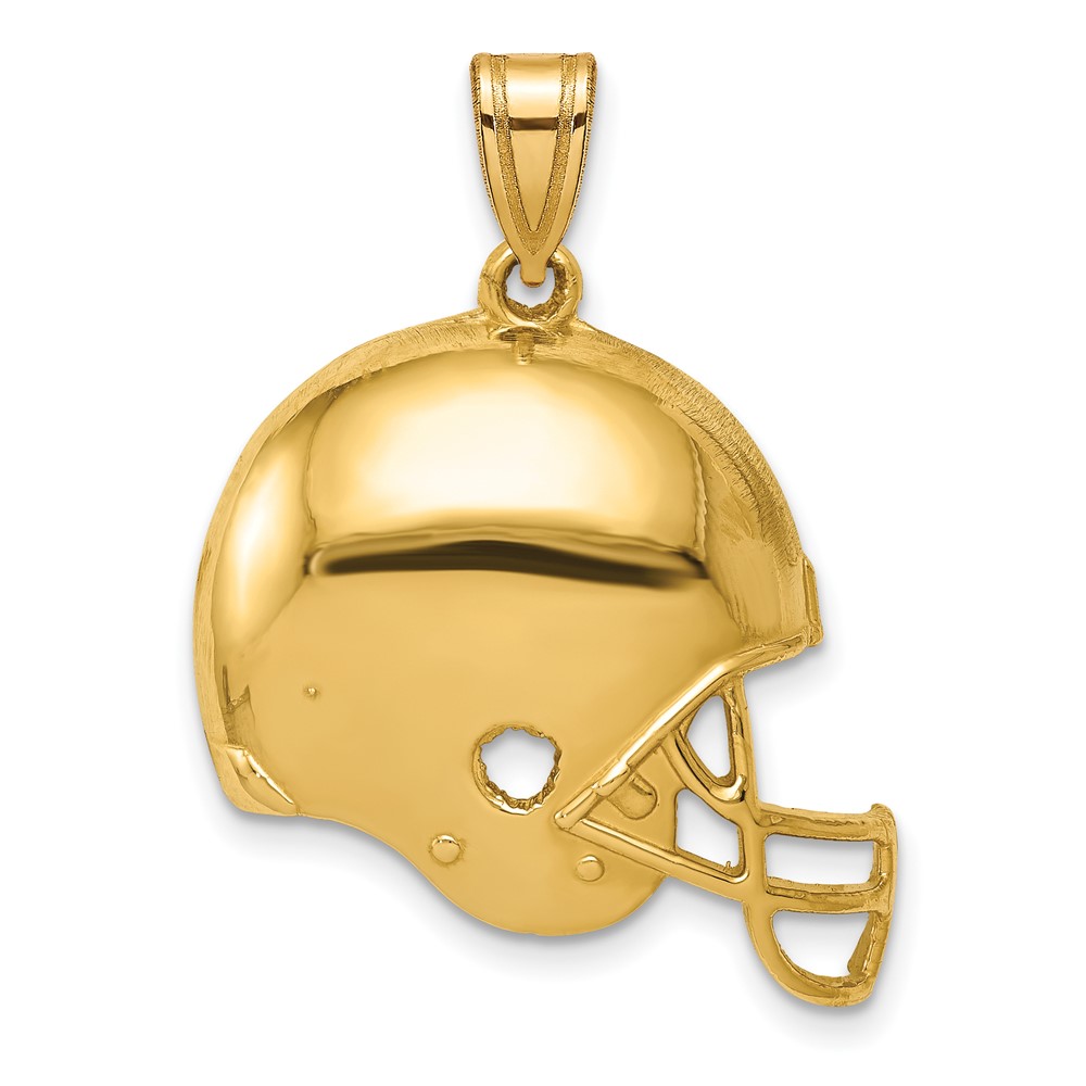 14k Yellow Gold Polished Football Helmet Pendant, 25mm