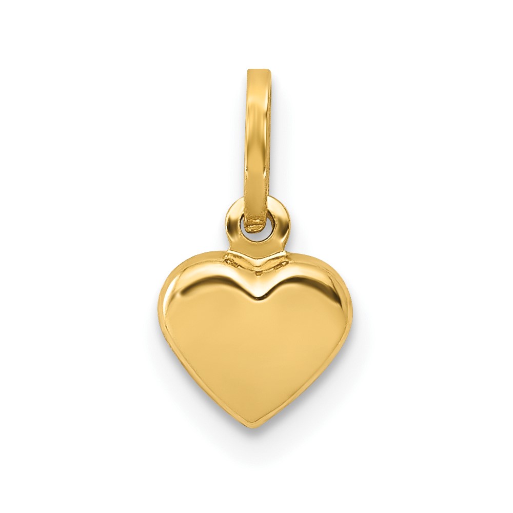 14k Yellow Gold Hollow Heart Charm or Pendant, 6mm