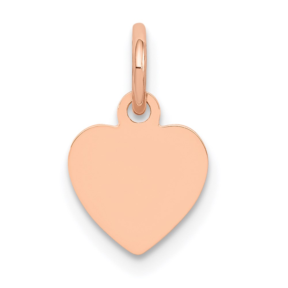 14k Rose Gold Heart Disc Charm or Pendant, 8mm