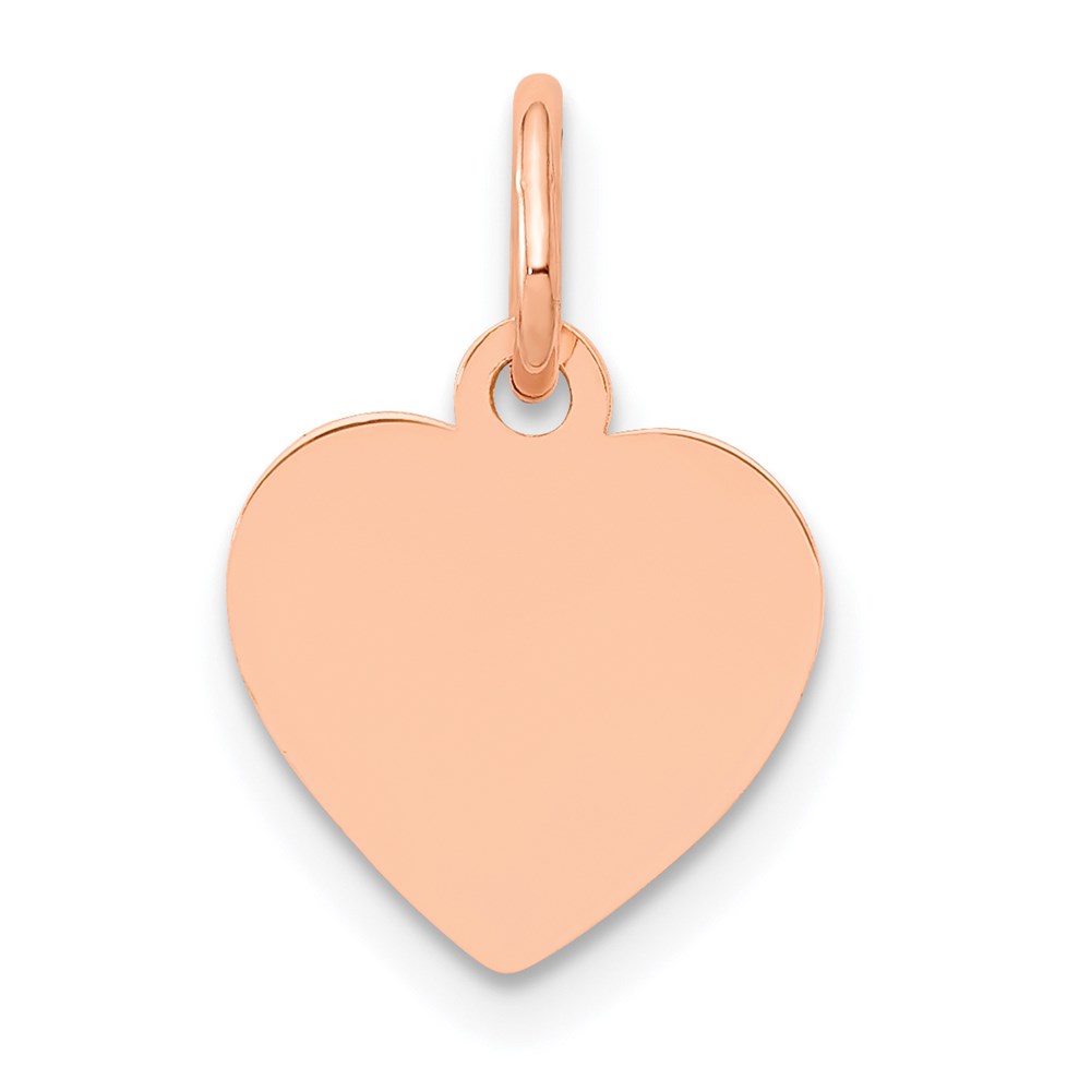 14k Rose Gold Engravable Heart Disc Charm or Pendant, 10mm