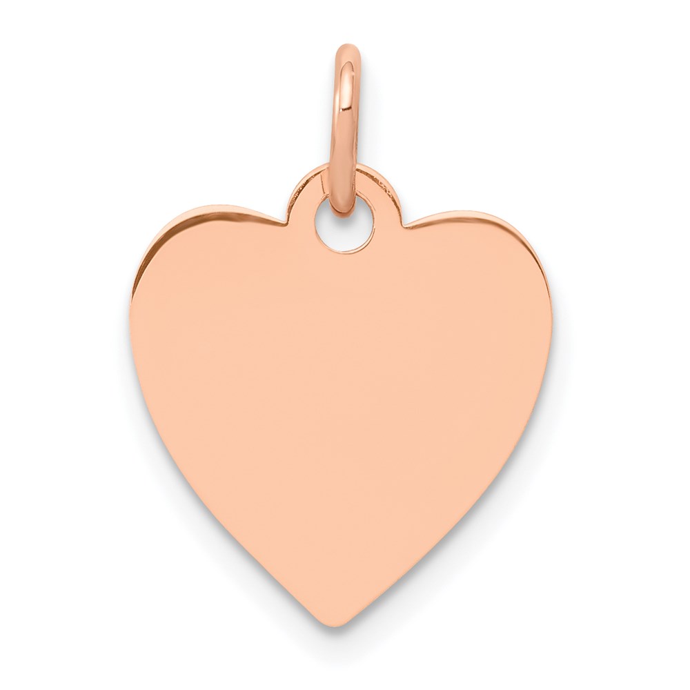 14k Rose Gold Engravable Heart Disc Charm or Pendant, 13mm