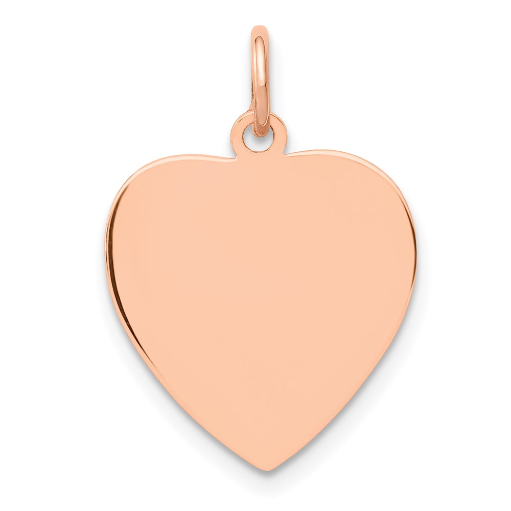 14k Rose Gold Engravable Heart Disc Charm or Pendant, 15mm
