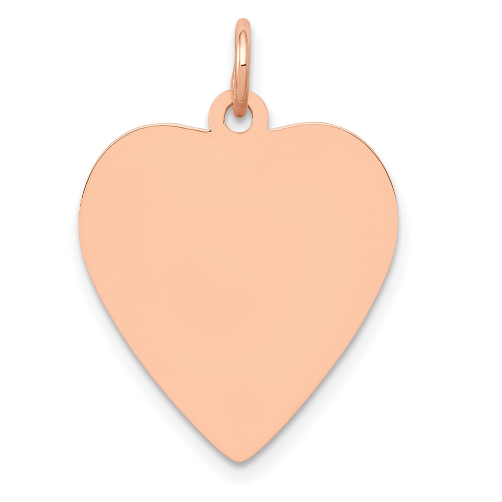 14k Rose Gold Engravable Heart Disc Charm or Pendant, 18mm