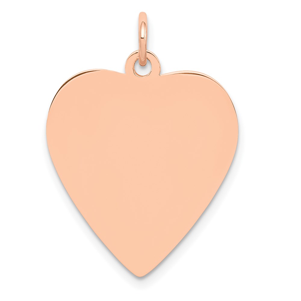 14k Rose Gold Engravable Heart Disc Charm or Pendant, 19mm