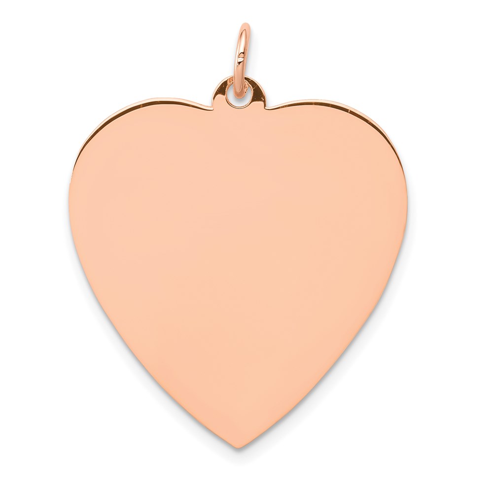 14k Rose Gold Engravable Heart Disc Pendant, 24mm