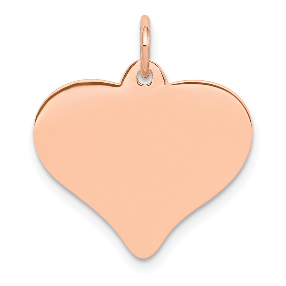 14k Rose Gold Heart Disc Charm or Pendant, 18mm