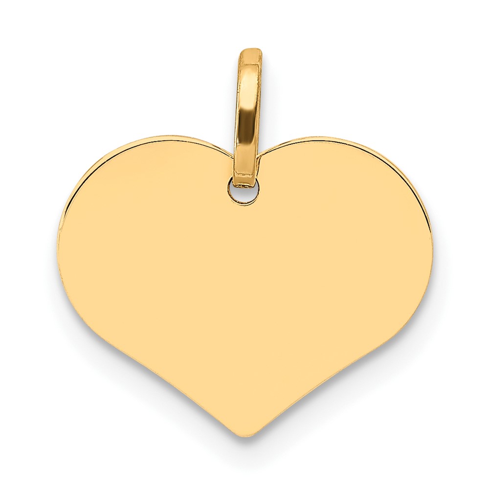 14k Yellow Gold Engravable Heart Charm or Pendant, 14mm