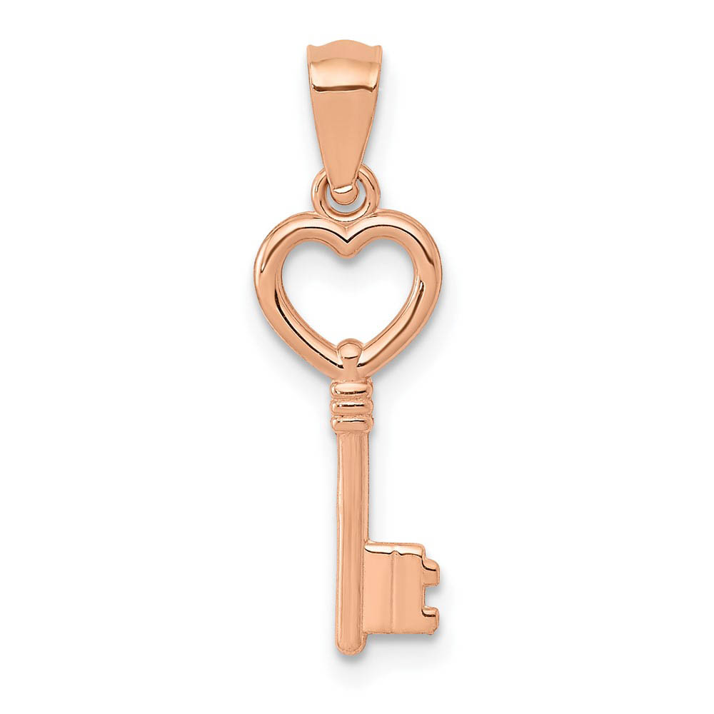 14k Rose Gold Key Pendant, 7mm
