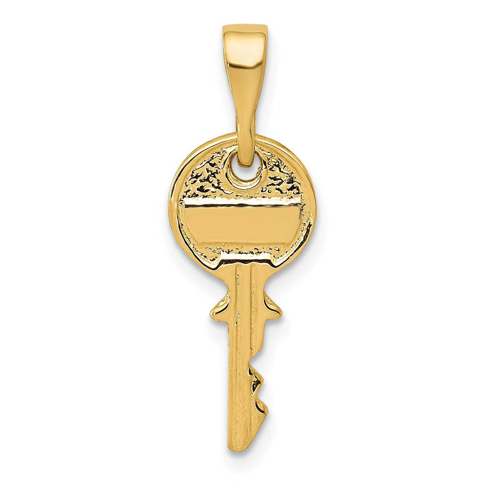 14k Yellow Gold Polished Key Pendant, 8mm