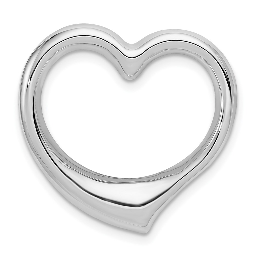 14k White Gold Hollow Heart Slide, 23 x 25mm