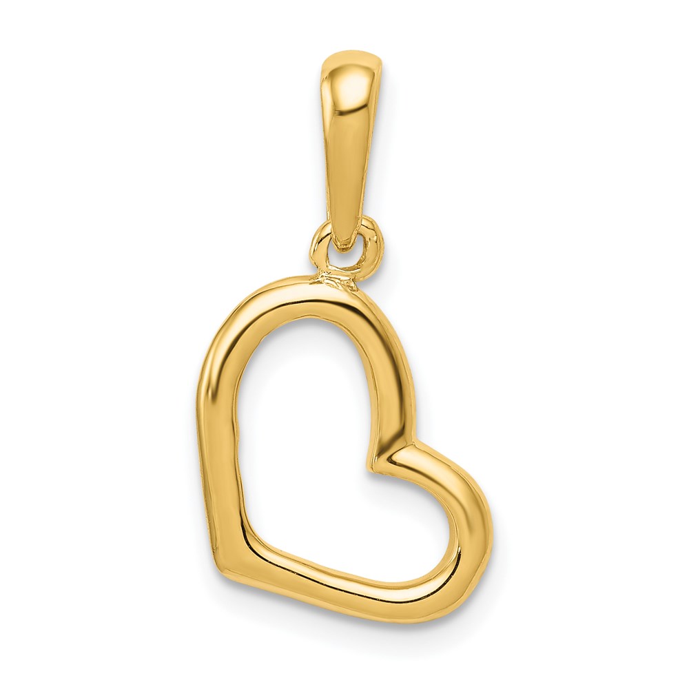 14k Yellow Gold Polished Plain Heart Pendant, 13mm