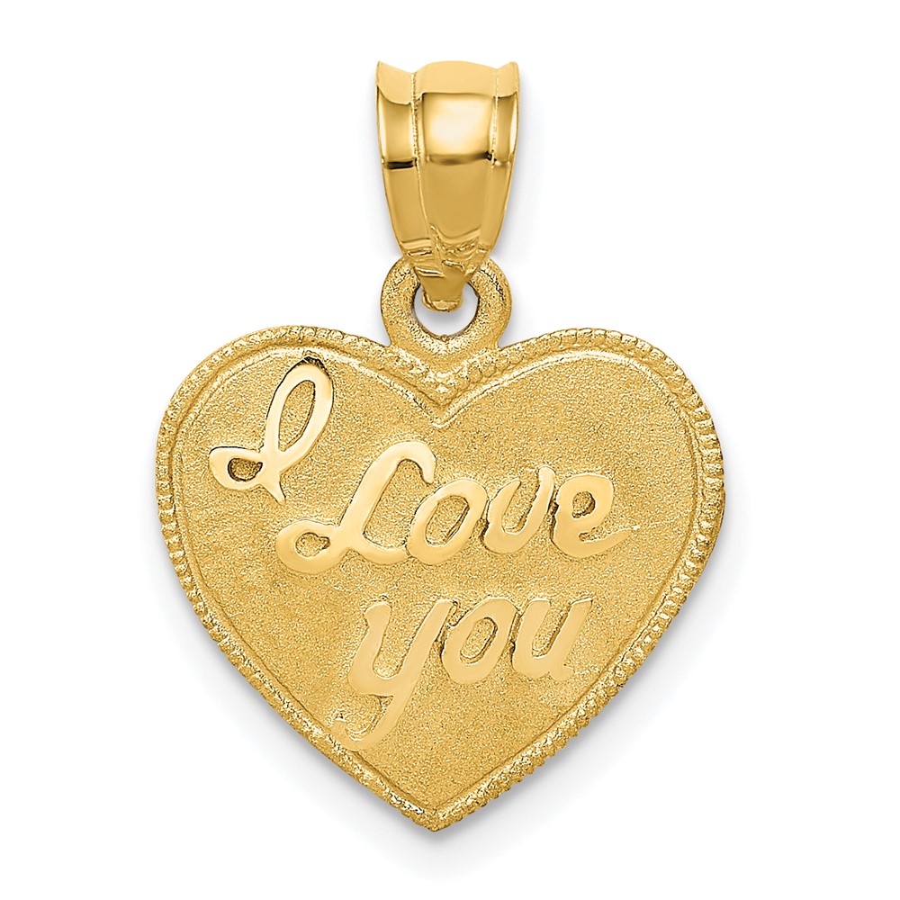 14k Yellow Gold I Love You Heart Charm or Pendant, 14mm