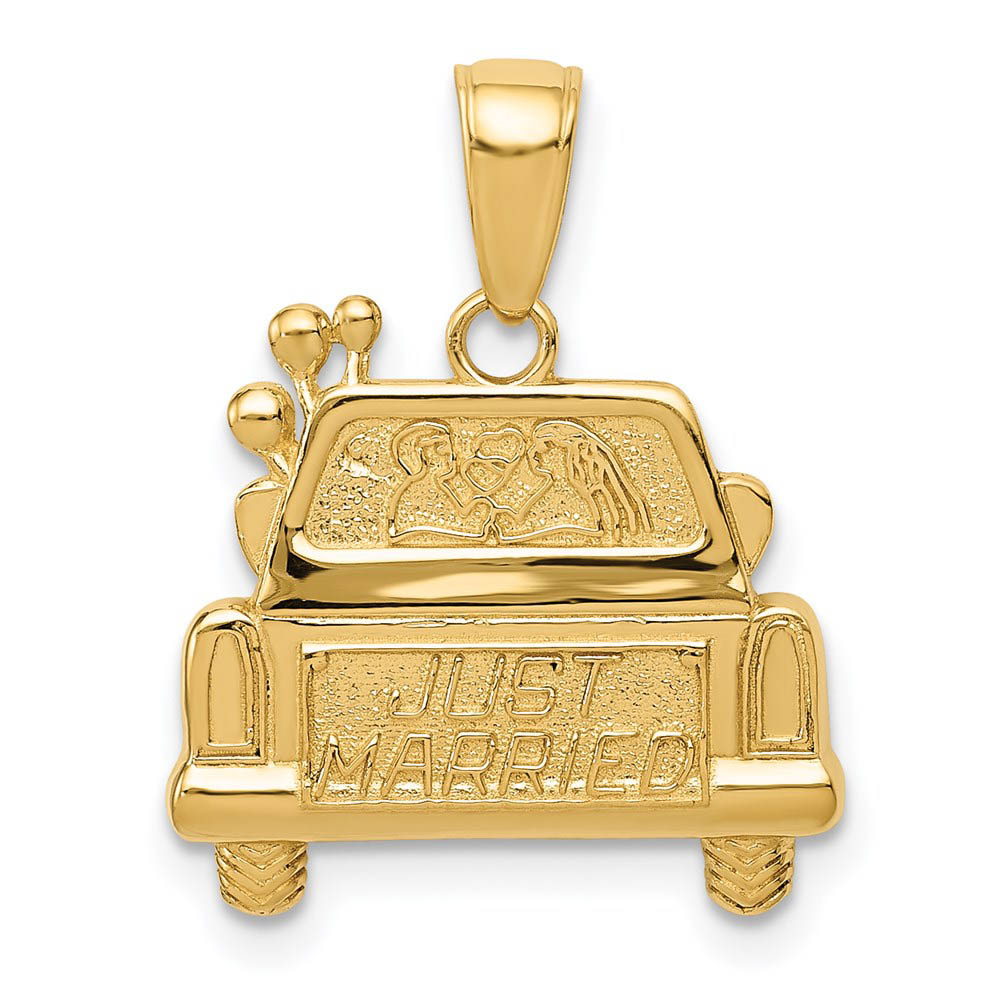14k Yellow Gold Just Married Pendant, 17mm