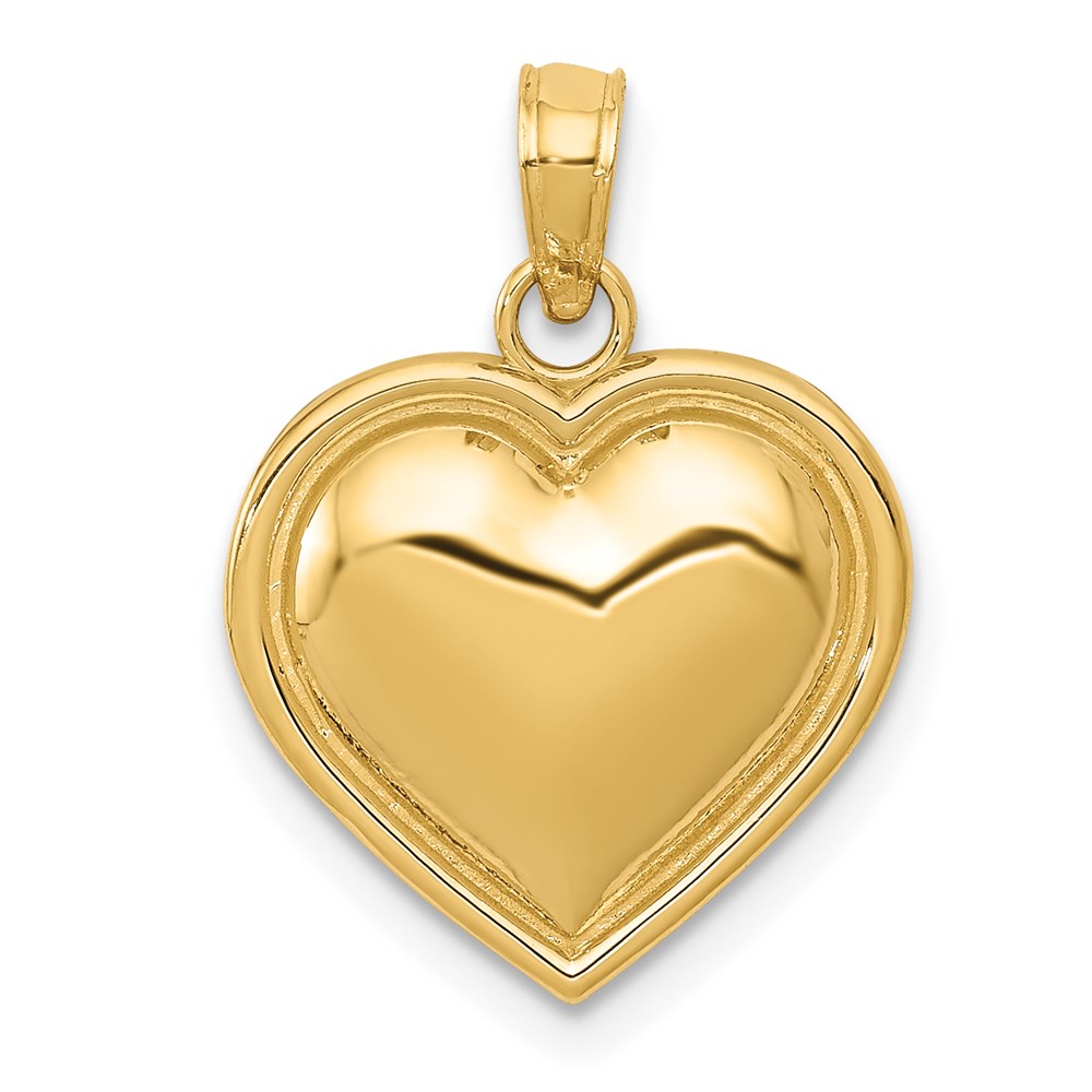 14k Yellow Gold Polished Heart Pendant, 15mm