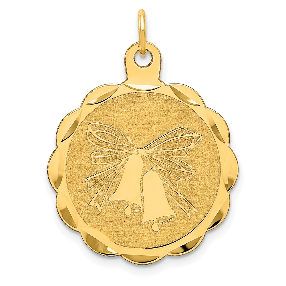 14k Yellow Gold Wedding Bells Charm or Pendant, 22mm