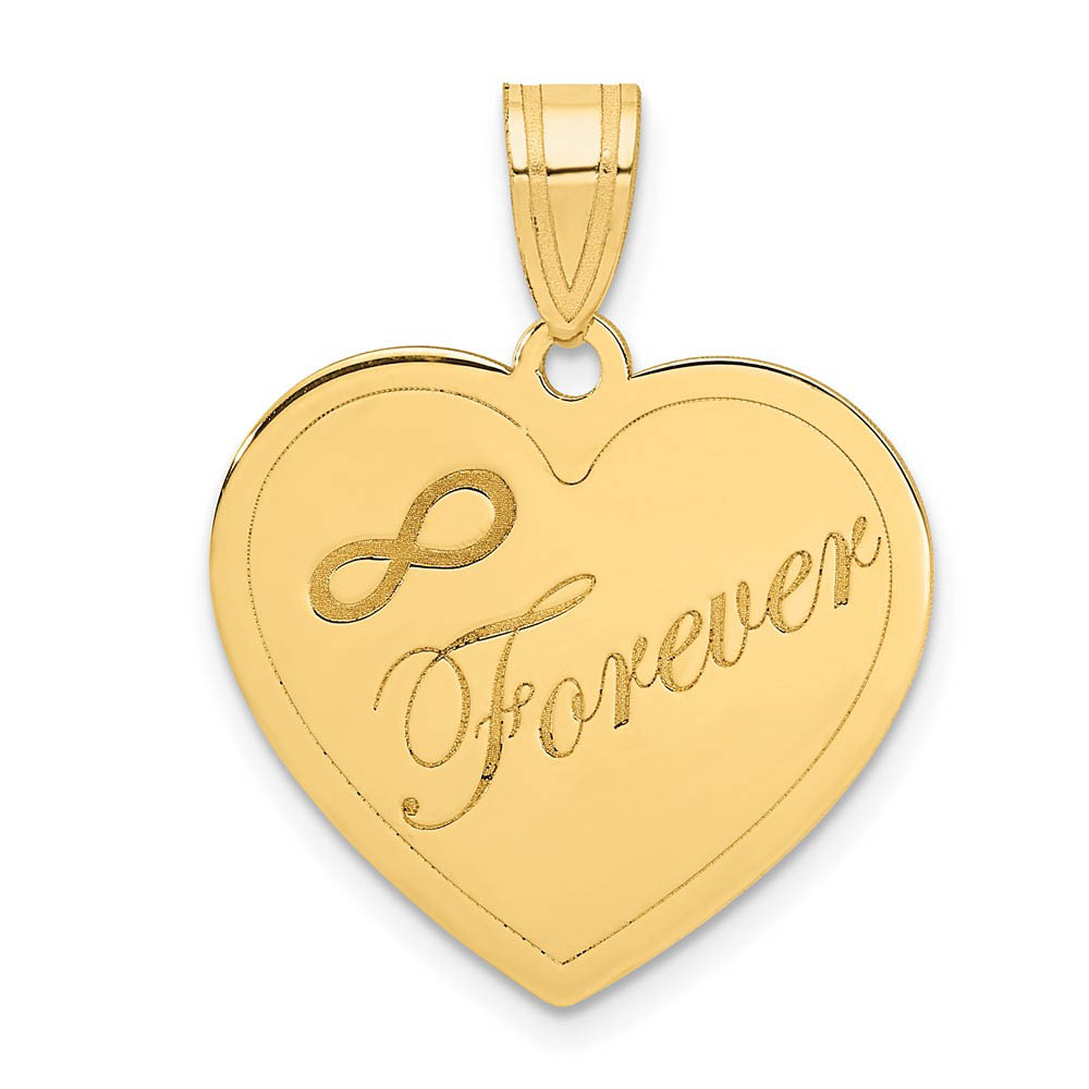 14k Yellow Gold Forever Heart Pendant, 21mm