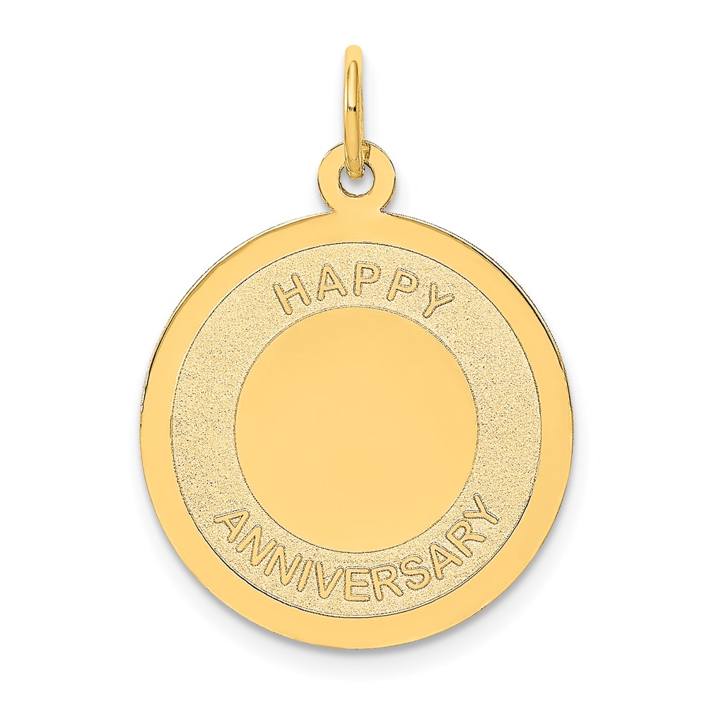 14k Yellow Gold Happy Anniversary Disc Charm or Pendant, 20mm