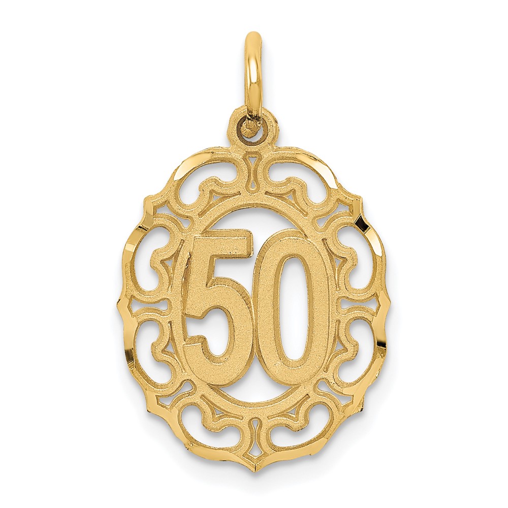 14k Yellow Gold 50 Oval Charm or Pendant, 14mm