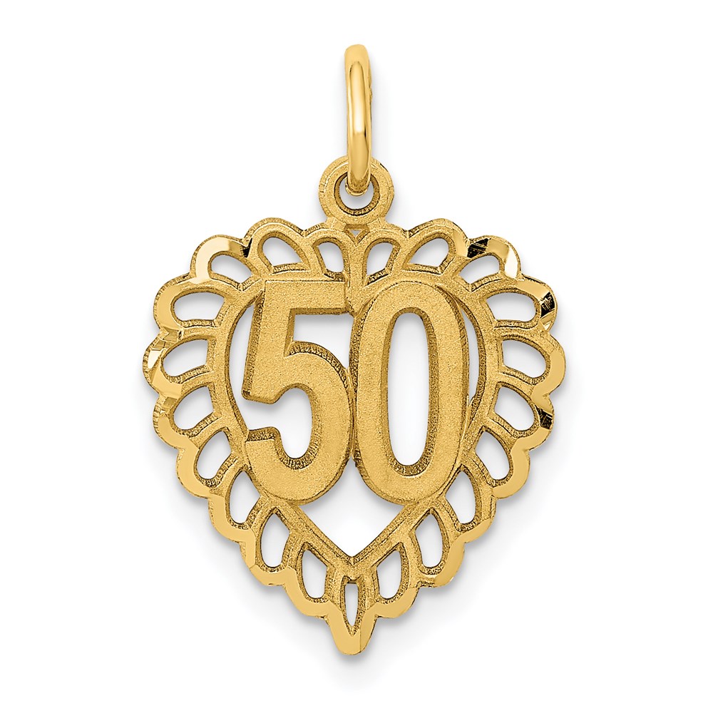 14k Yellow Gold a Heart Charm or Pendant, 15mm