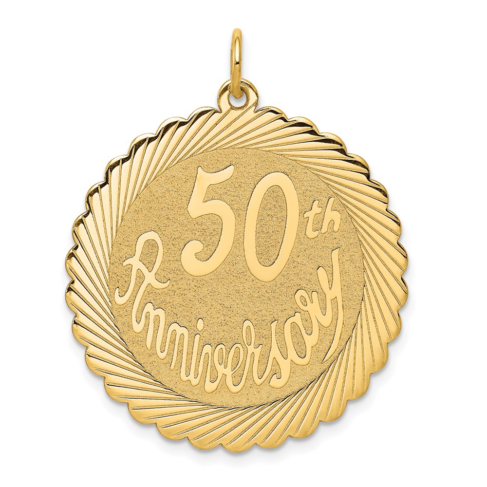 14k Yellow Gold 50th Anniversary Pendant, 29mm