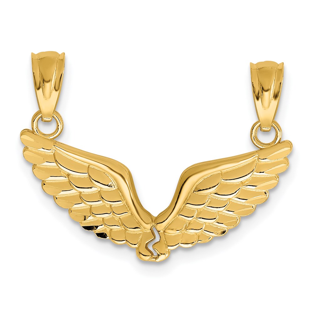 14k Yellow Gold Angel Wings Set of 2 Pendants, 22mm