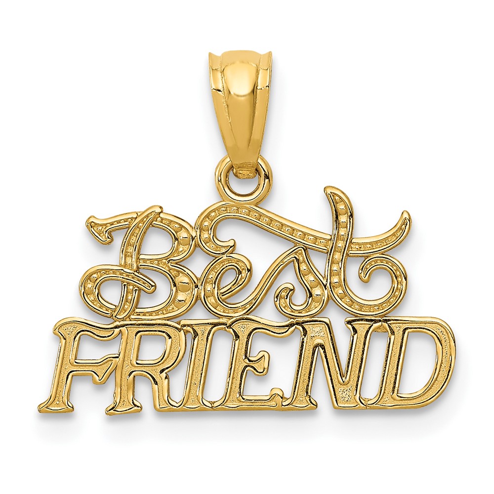 14k Yellow Gold Best Friend Fancy Pendant, 19mm