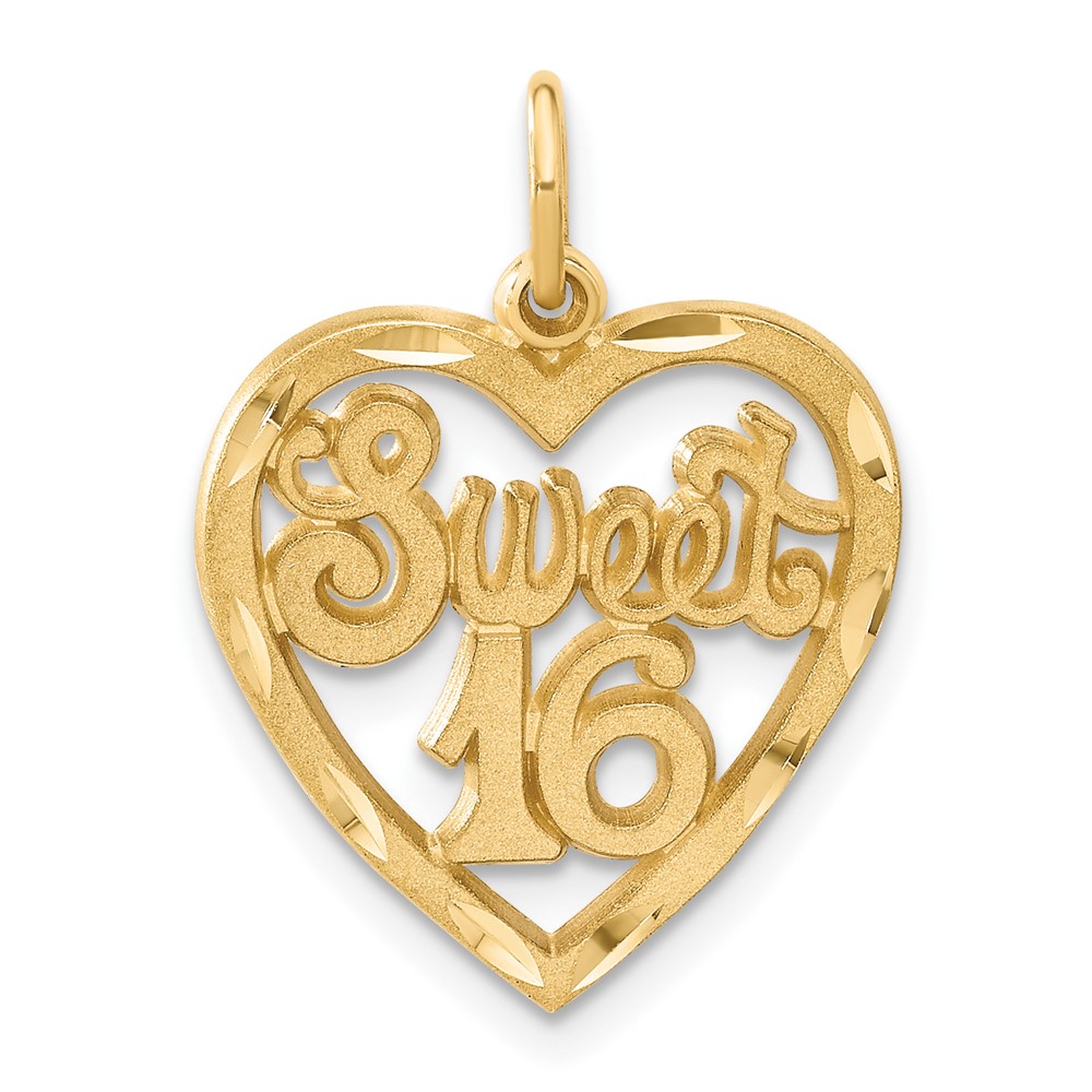 14k Yellow Gold Sweet a Heart Charm or Pendant, 17mm