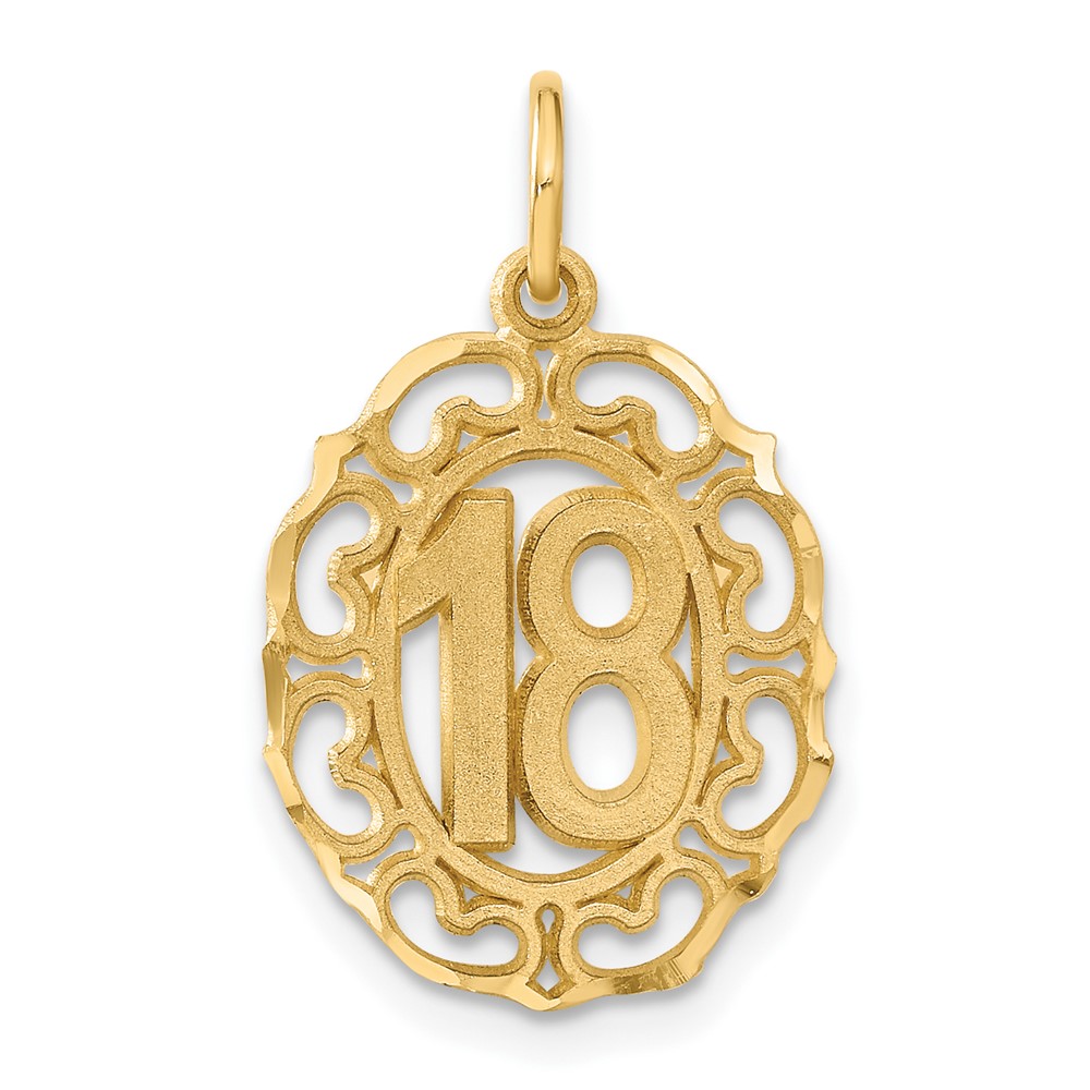 14k Yellow Gold 18 Oval Charm or Pendant, 14mm