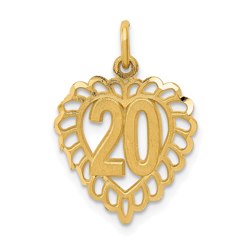 14k Yellow Gold inside Heart Charm or Pendant, 15mm