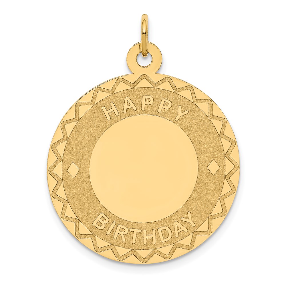 14k Yellow Gold Happy Birthday Pendant, 26mm