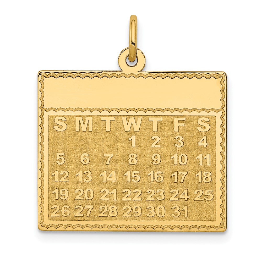 14k Yellow Gold Wednesday Start Perpetual Calendar Charm Pendant, 22mm