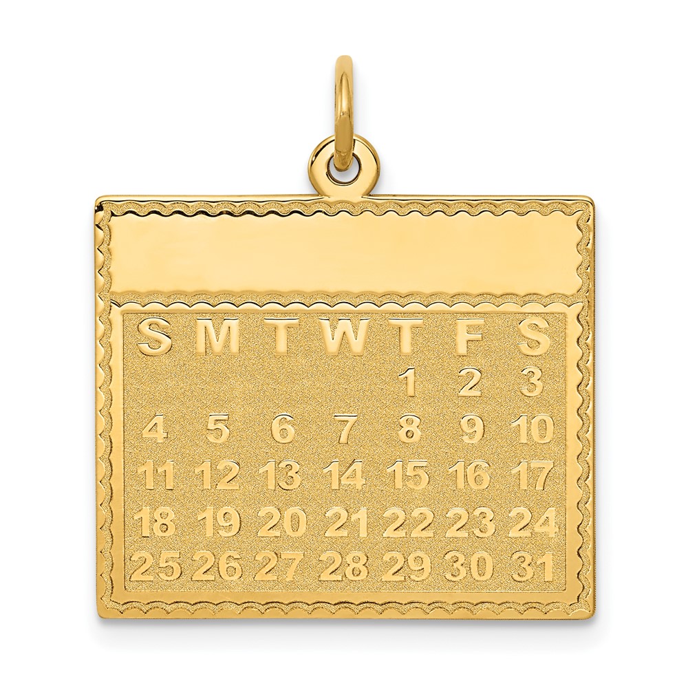 14k Yellow Gold Thursday Start Perpetual Calendar Charm Pendant, 22mm