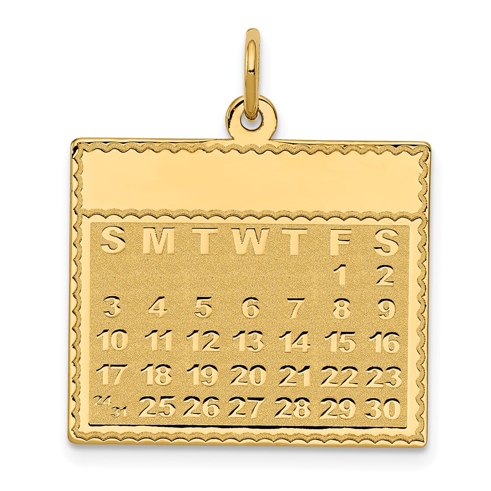 14k Yellow Gold Friday Start Perpetual Calendar Charm or Pendant, 22mm
