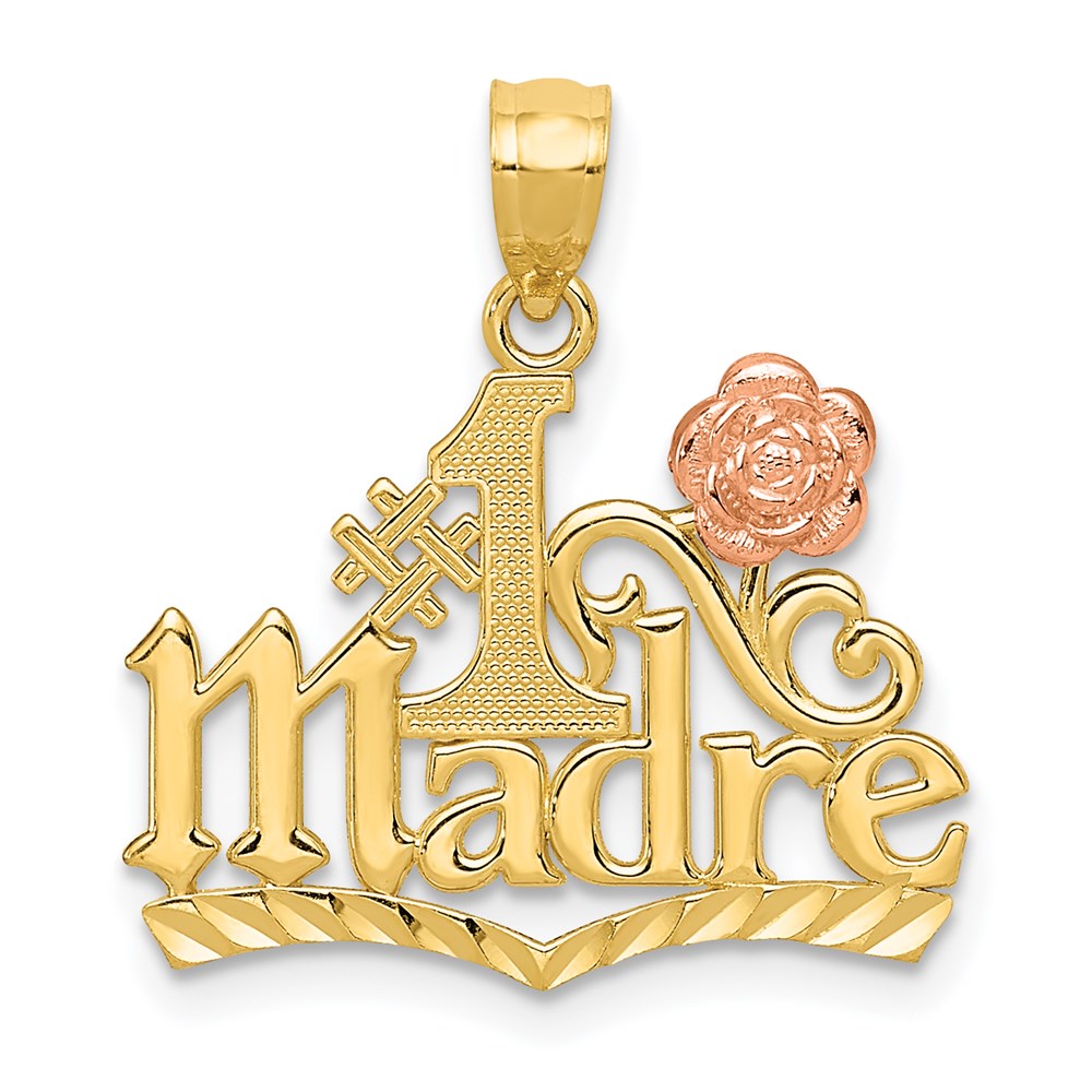 14k Yellow Gold and Rose Gold #1 Madre Pendant, 19mm