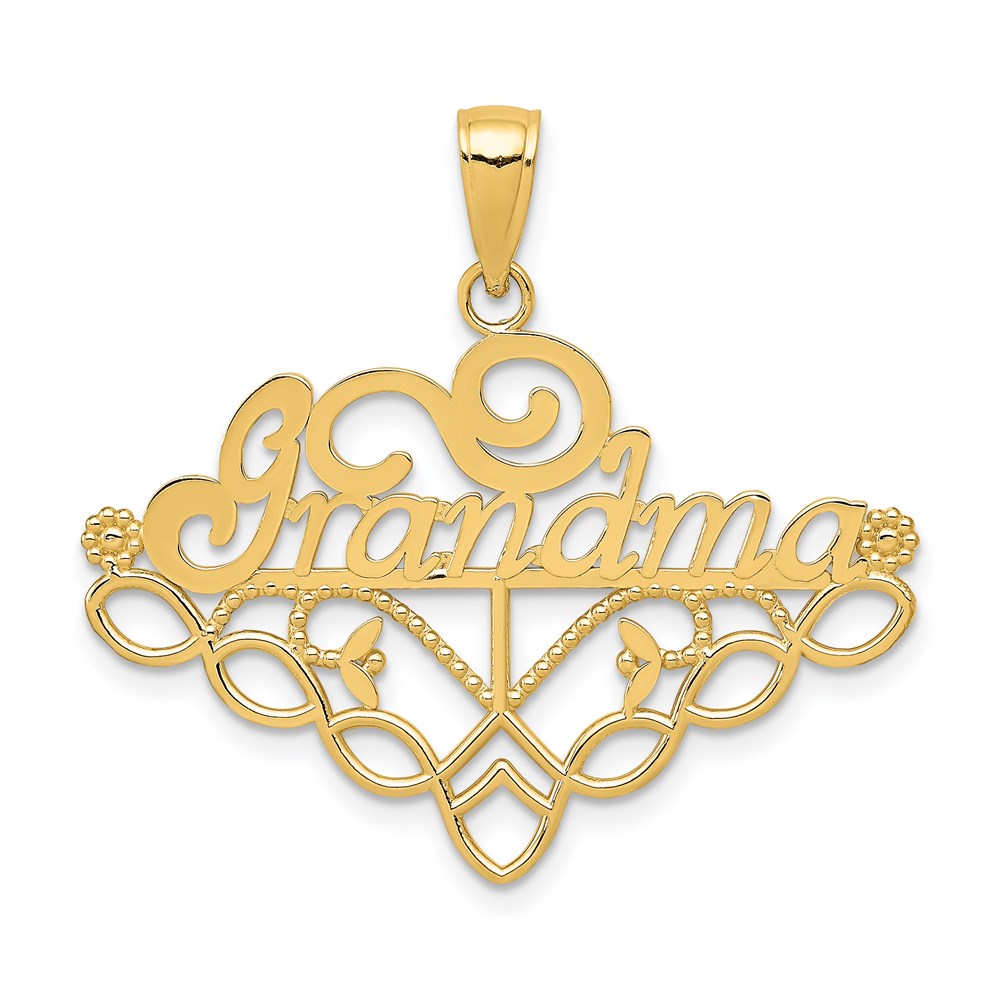 14k Yellow Gold Grandma Birthstone Charm Holder Pendant, 33mm
