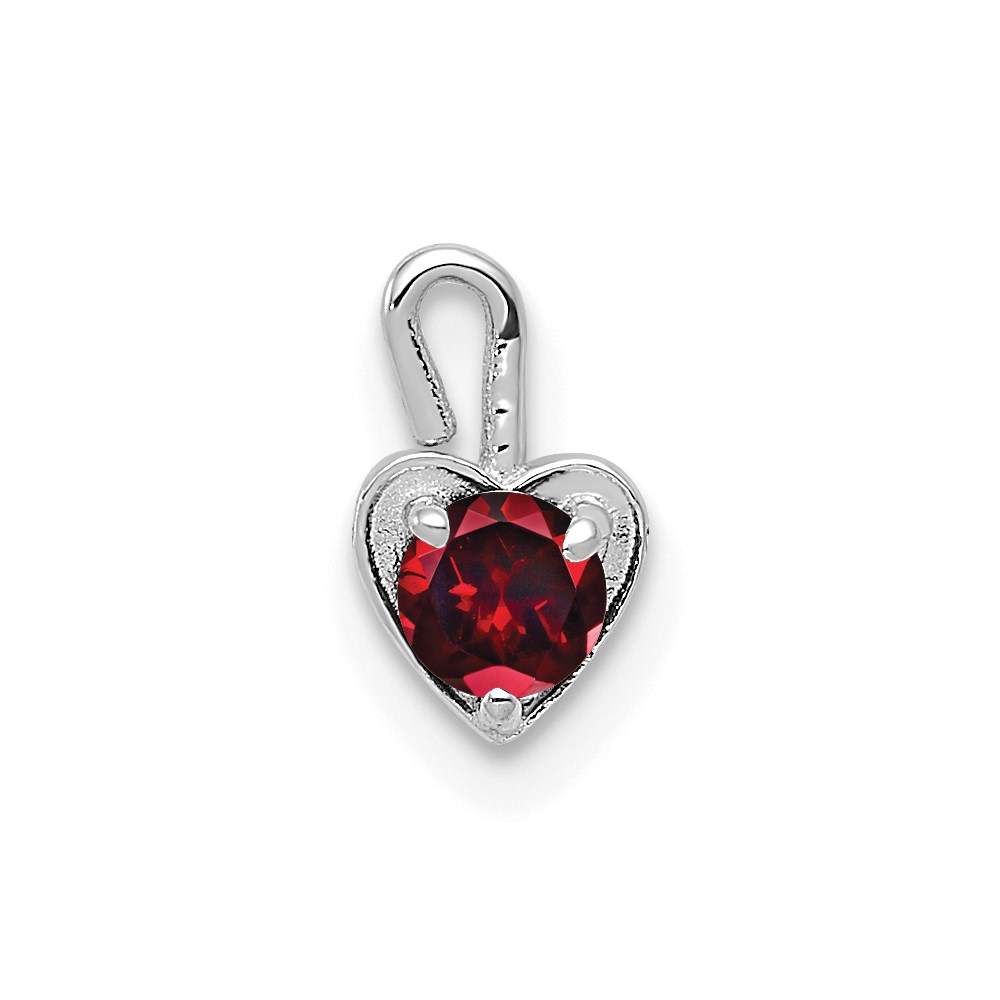 Jan Synthetic Garnet 14k White Gold Heart Pendant Enhancer, 5mm