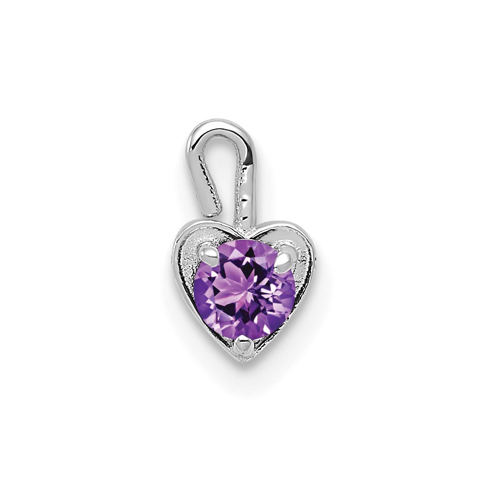 Feb Synthetic Amethyst 14k White Gold Heart Pendant Enhancer, 5mm