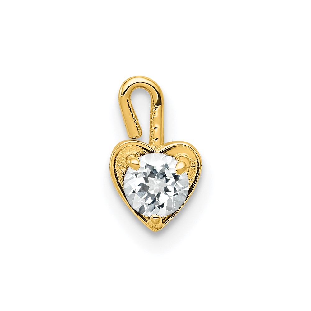 Apr Synthetic White Topaz 14k Yellow Gold Heart Pendant Enhancer, 5mm