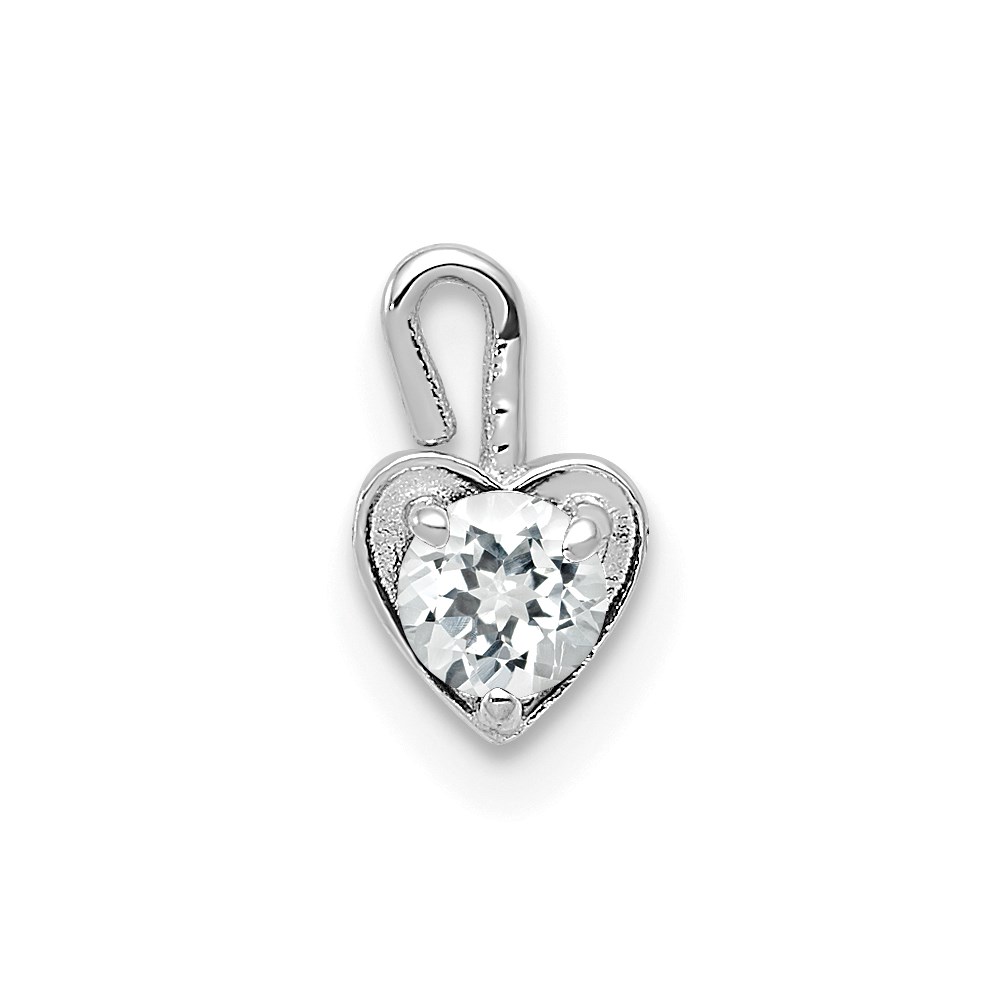 Apr Synthetic White Topaz 14k White Gold Heart Pendant Enhancer, 5mm