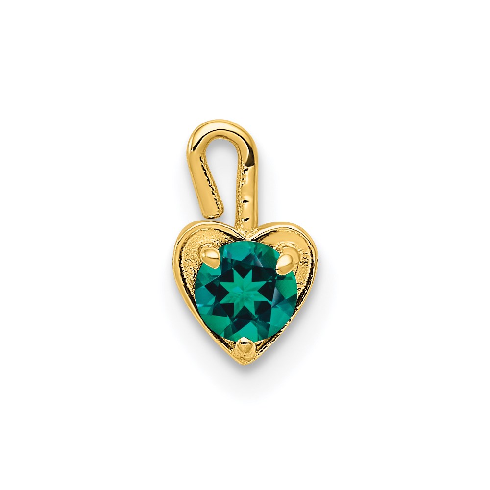 May Synthetic Emerald 14k Yellow Gold Heart Pendant Enhancer, 5mm