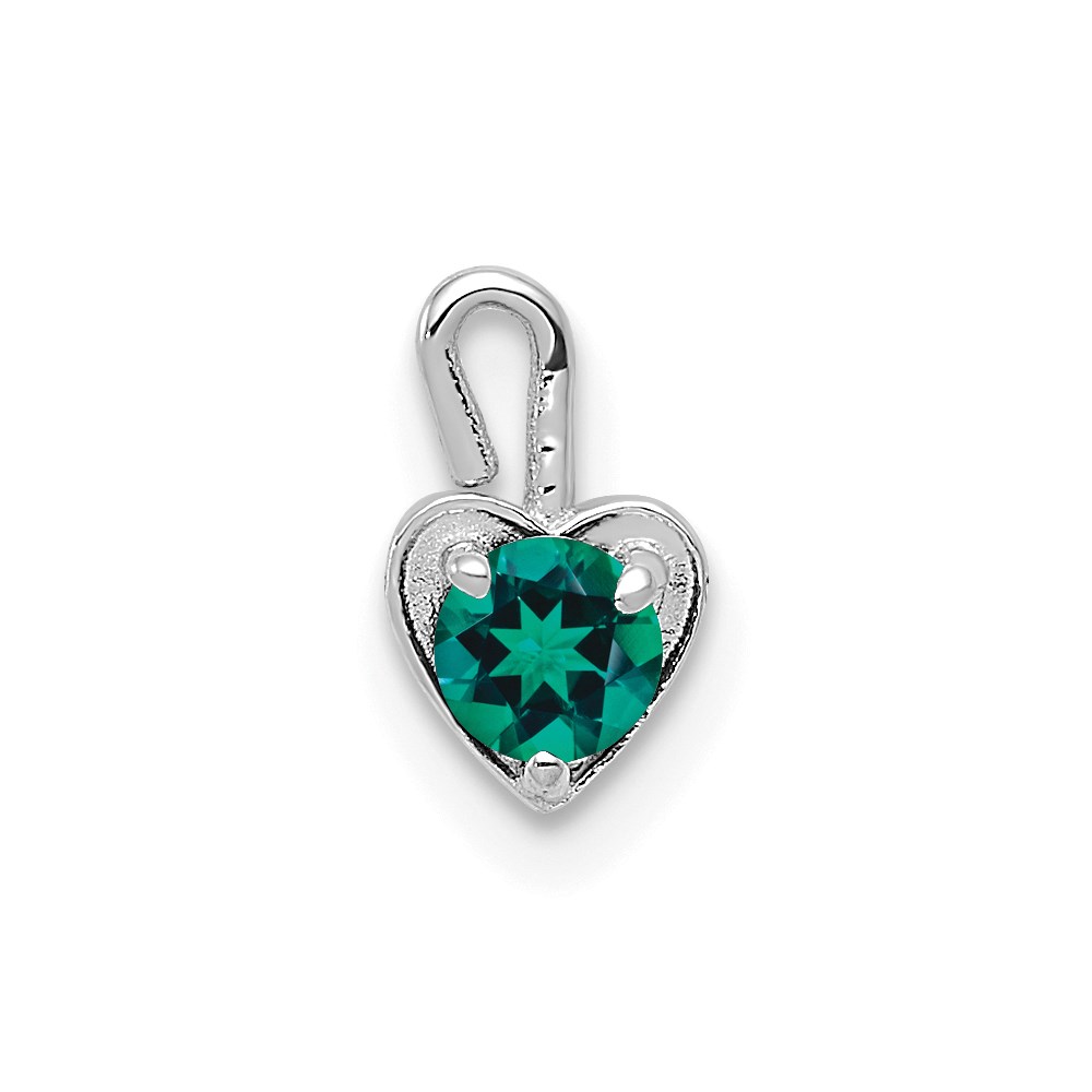 May Synthetic Emerald 14k White Gold Heart Pendant Enhancer, 5mm