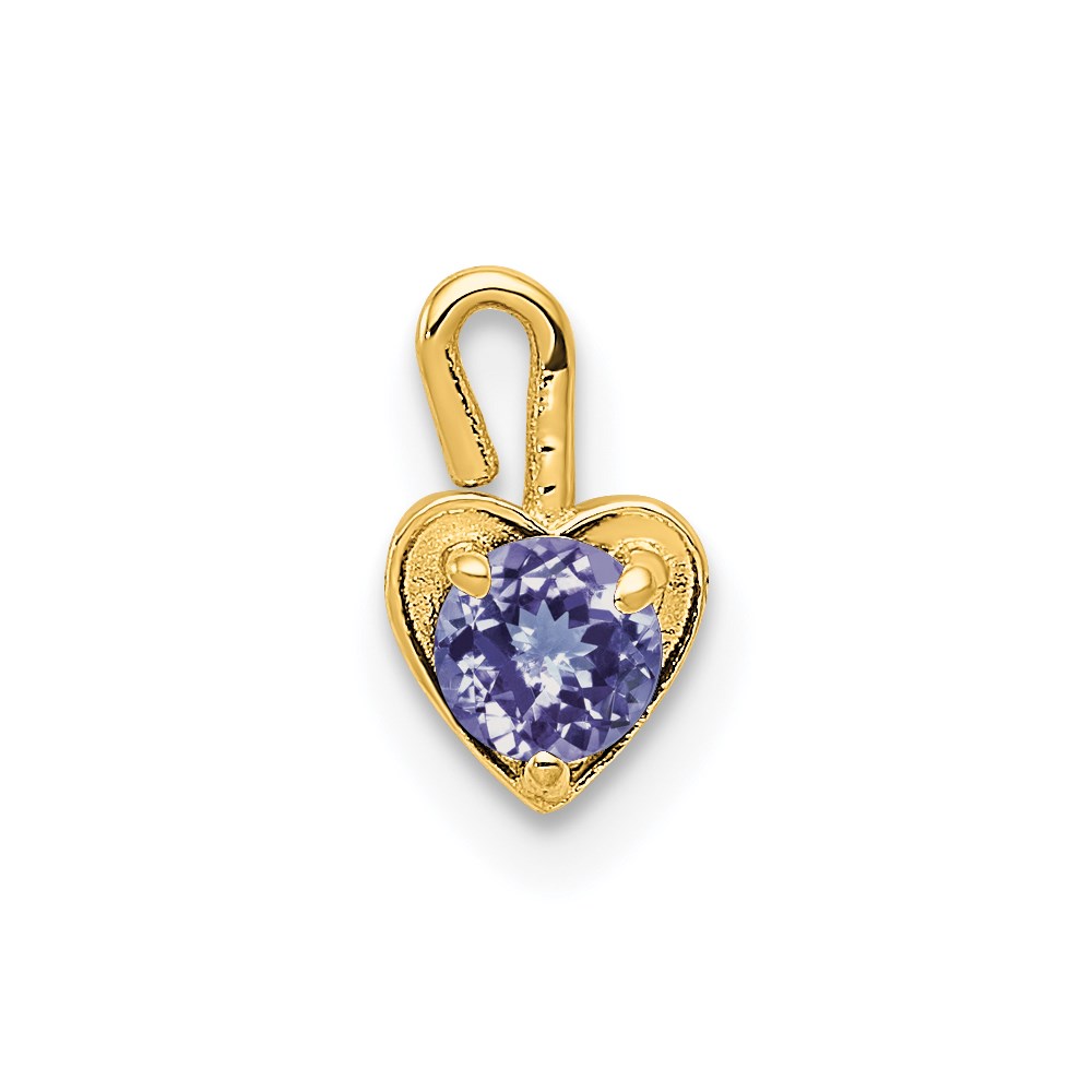 June Synthetic Alexandrite 14k Yellow Gold Heart Pendant Enhancer 5mm