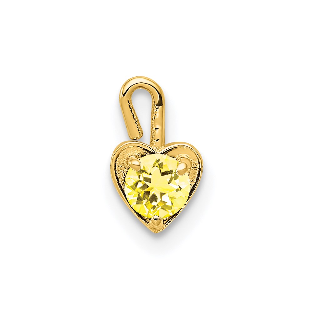 Nov Synthetic Citrine 14k Yellow Gold Heart Pendant Enhancer, 5mm