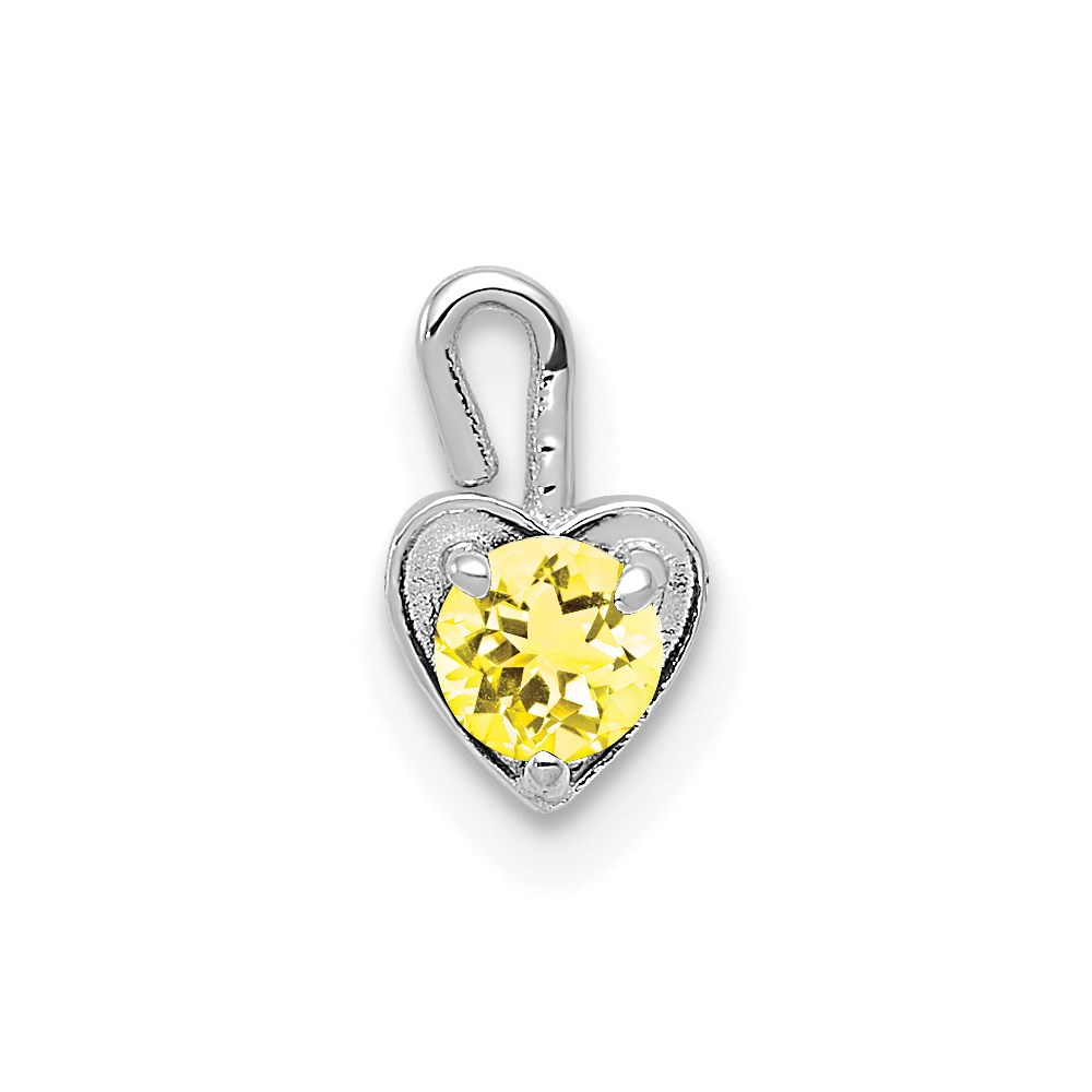 Nov Synthetic Citrine 14k White Gold Heart Pendant Enhancer, 5mm