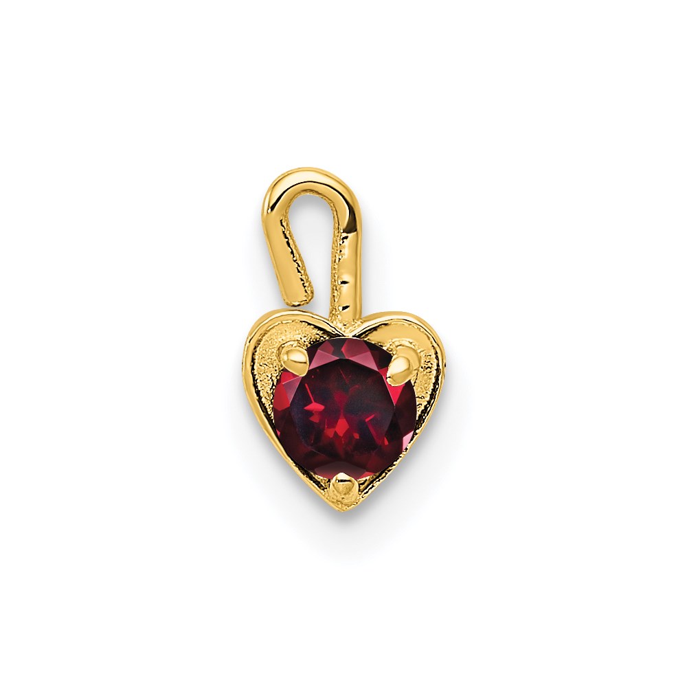 Jul Synthetic Ruby 14k Yellow Gold Heart Pendant Enhancer, 5mm