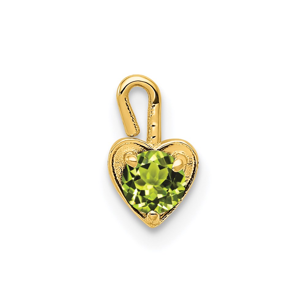 Aug Synthetic Peridot 14k Yellow Gold Heart Pendant Enhancer, 5mm