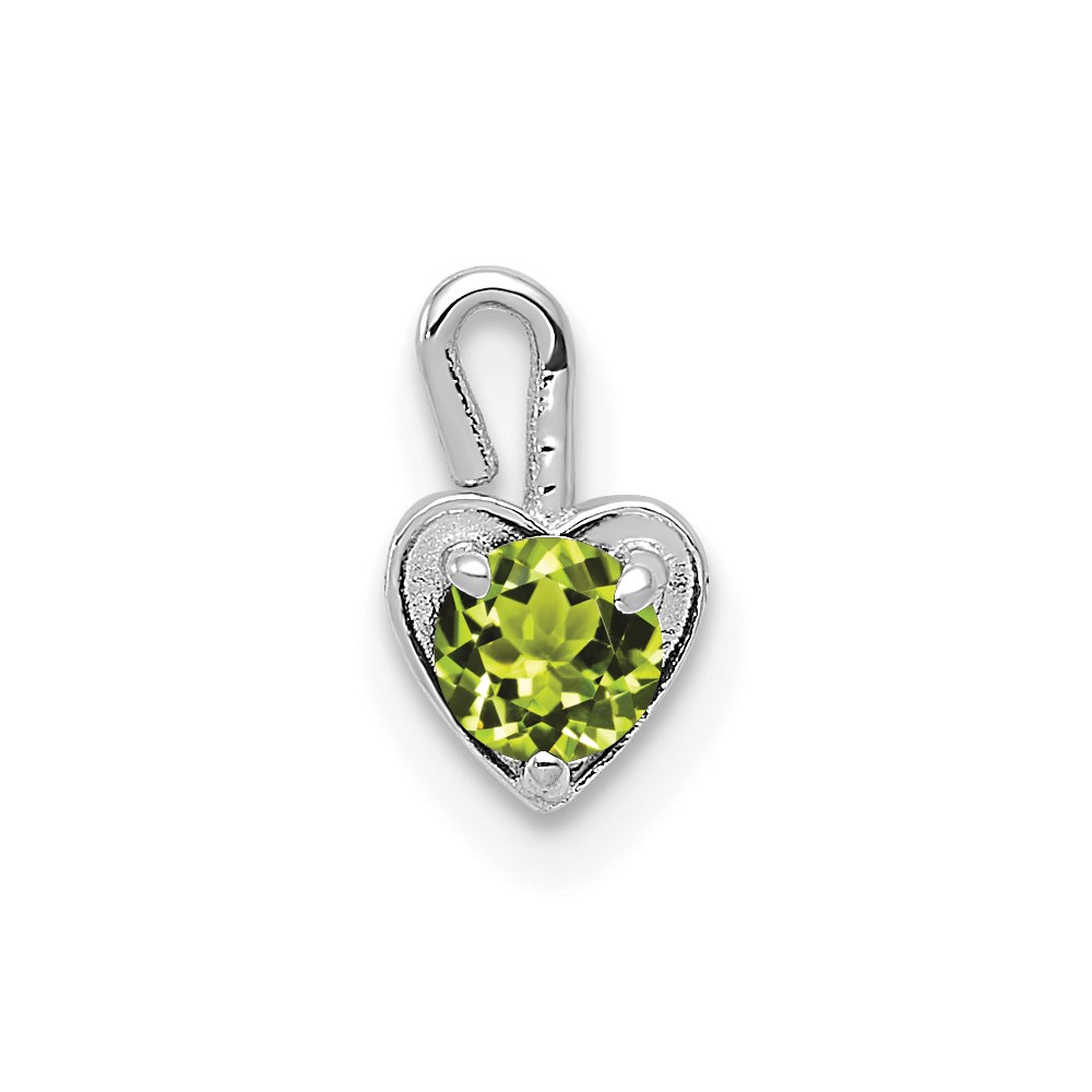 Aug Synthetic Peridot 14k White Gold Heart Pendant Enhancer, 5mm