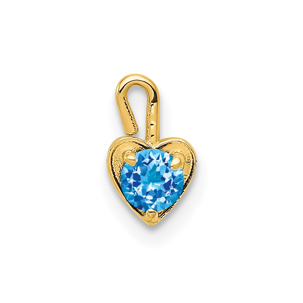 Dec Synthetic Blue Topaz 14k Yellow Gold Heart Pendant Enhancer, 5mm