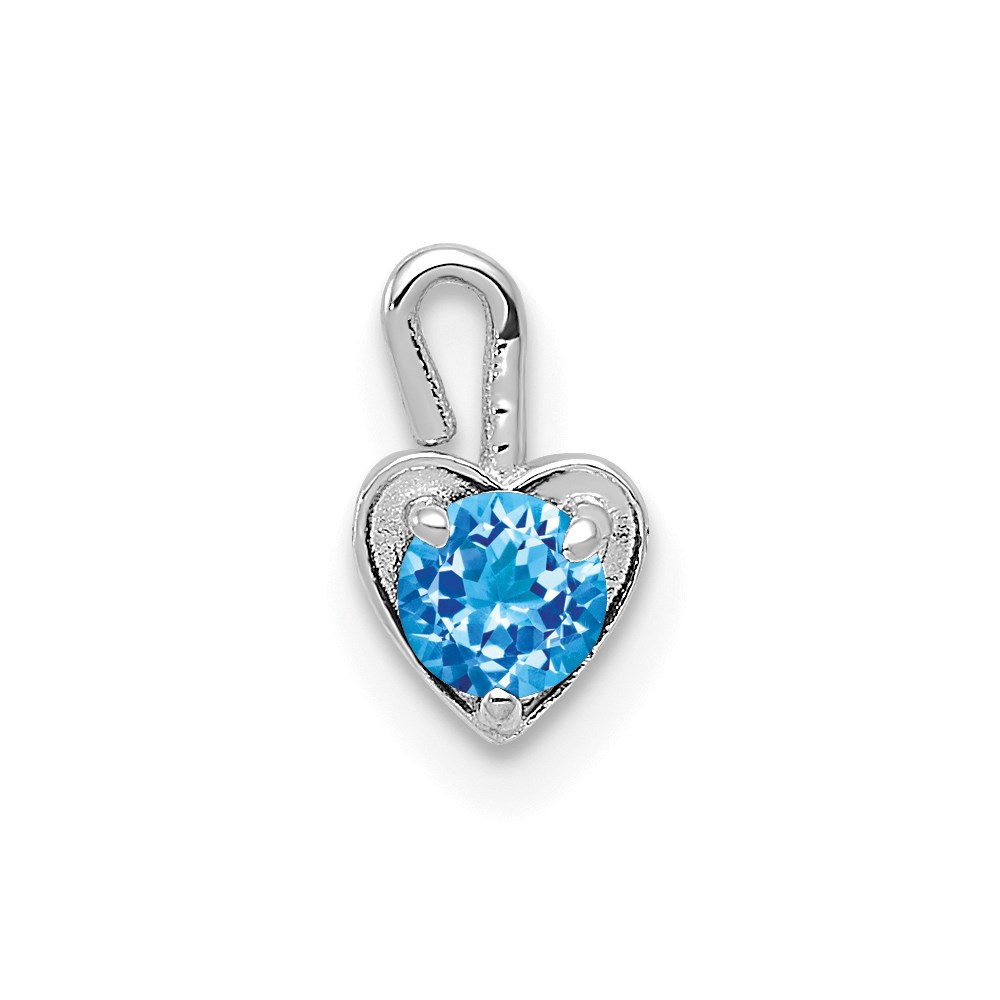 Dec Synthetic Blue Topaz 14k White Gold Heart Pendant Enhancer, 5mm